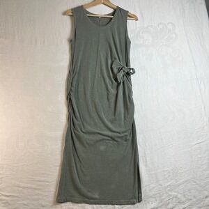 SUNDRY Maxi Dress Size 2 Ruched Side Tie Tank Olive Green Made USA